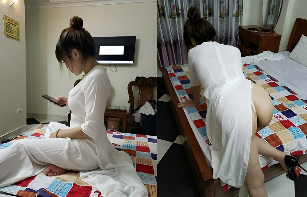 Ao dai na babae na may malalaking suso
